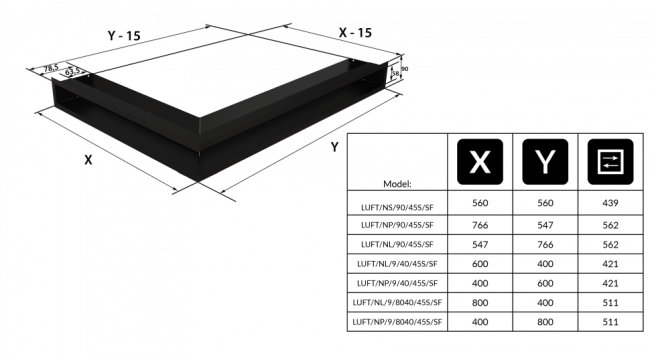 Решетка Kratki Люфт угловая правая стальная 90