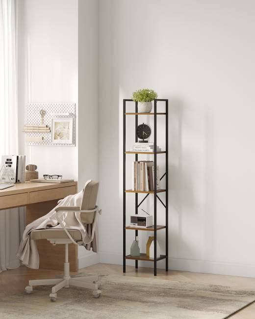 Стеллаж Leset Стилвуд 15 узкий, 5 полок Чёрный