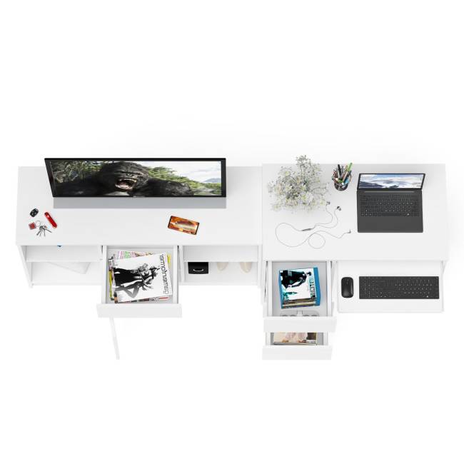 Стол компьютерный три ящика МС-6 левый с тумбой 1204-1 Мори цвет белый