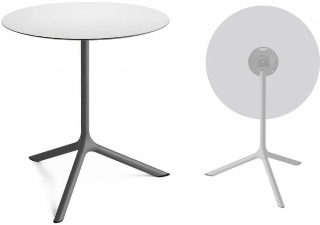 Стол ламинированный обеденный складной Tripe Maxi Folding антрацит, белый Ø800х740 мм Стол ламинированный обеденный складной Tripe Maxi Folding антрацит, белый Ø800х740 мм