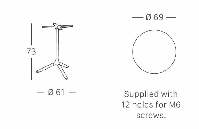 Стол ламинированный обеденный Tripe тортора, зернистый Ø700х740 мм
