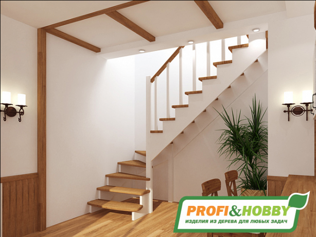Деревянная лестница К-001м/1 Деревянная лестница К-001м/1
