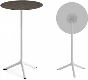 Стол ламинированный барный складной Tripe Folding белый, кортен Ø600х1100 мм