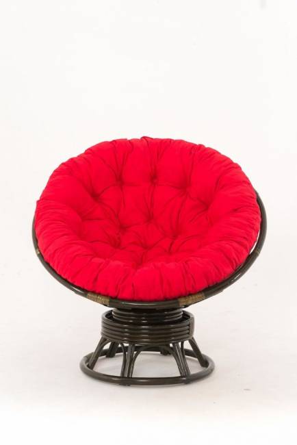 Кресло-качалка "PAPASAN"  темный коньяк с механизмом красная подушка