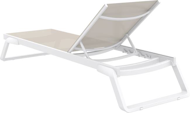 Шезлонг-лежак металлический Tropic белый, бежевый 2100х720х310 мм