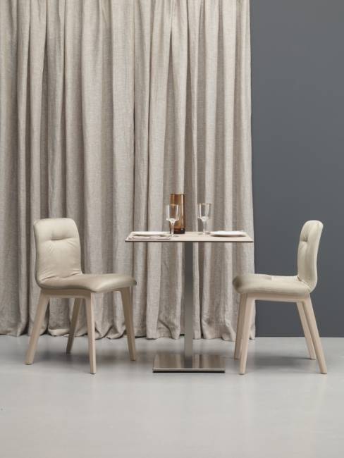 Стул с обивкой Natural Alice Pop дымчатый бук, слоновая кость 510х460х840 мм