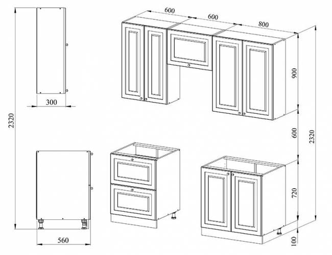 Кухня 2 х 2.14 м, массив сосны, эмаль
