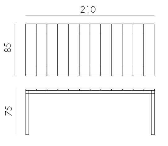 Стол металлический Rio Alu 210 Fix антрацит 2100х850х750 мм