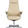 Кресло офисное / Йорк / York / слоновая кость кожа / алюминевая база