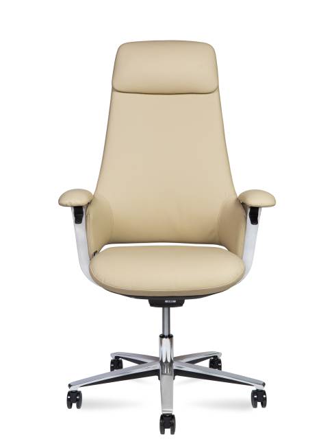 Кресло офисное / Йорк / York / слоновая кость кожа / алюминевая база