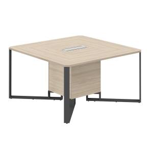 SP.0101.AR.AR.AN / Стол переговорный 1400х1400х750 / столешница:акация равелло, подстолье:акация равелло, металлокаркас:антрацит, лючок:серый