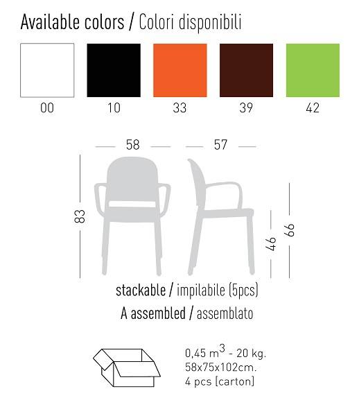 Кресло пластиковое Panama B коричневый 580х570х830 мм