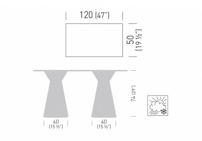 Стол ламинированный Roller Table 1200х500х740 мм