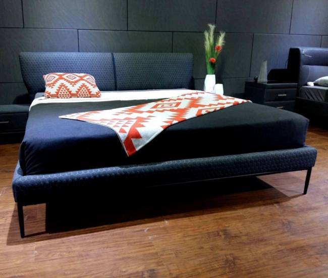 Кровать, MK-6612-DGF, двуспальная, 160х200 см, Серый/Черный