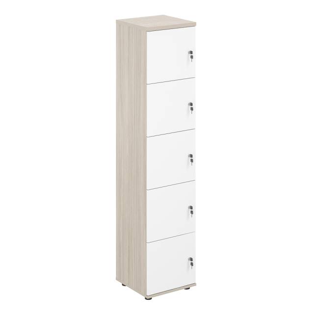 SG.818.OL.WH / Локер 5 ячеек 400х400х1866 / корпус: дуб светлый; фасады: белый