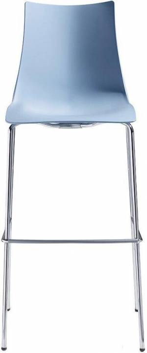 Стул барный пластиковый Zebra Technopolymer хром, голубой 530х510х1160 мм
