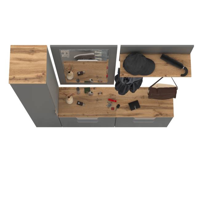 Октава мебель в узкую прихожую № 44 цвет серый графит/дуб крафт золотой