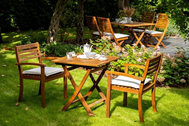 Кофейный комплект из акации KARO с высоким столом  Joygarden