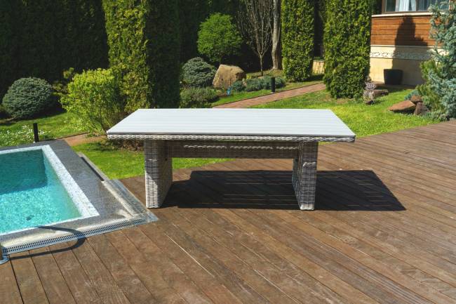 Лаунж стол из искусственного ротанга "Венеция 180", серый