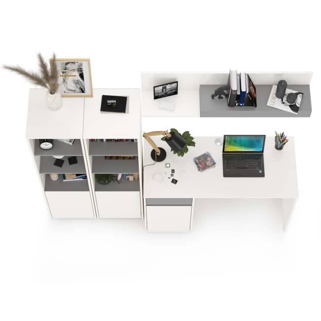 Уголок школьника Торонто цвет белый шагрень/стальной серый