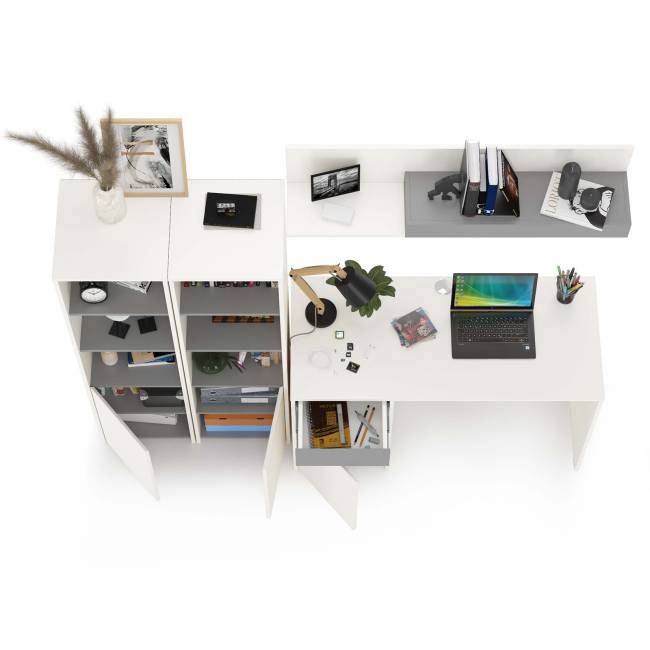 Уголок школьника Торонто цвет белый шагрень/стальной серый