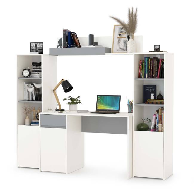 Уголок школьника Торонто цвет белый шагрень/стальной серый