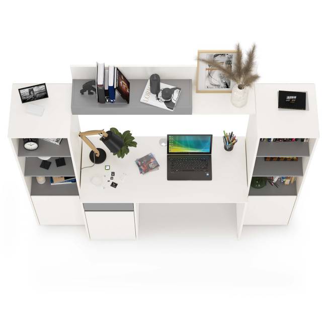 Уголок школьника Торонто цвет белый шагрень/стальной серый