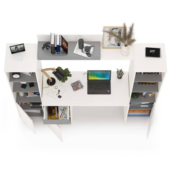 Уголок школьника Торонто цвет белый шагрень/стальной серый