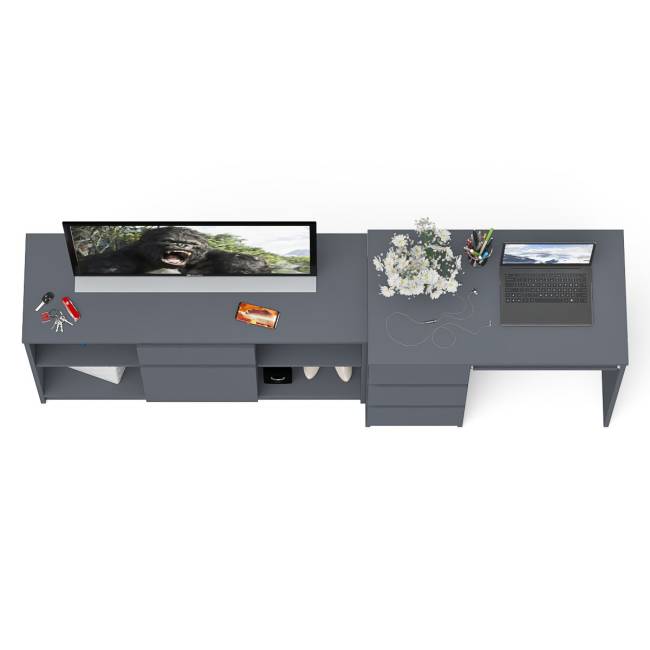 Стол компьютерный три ящика МС-6 левый с тумбой 1204-1 Мори цвет графит