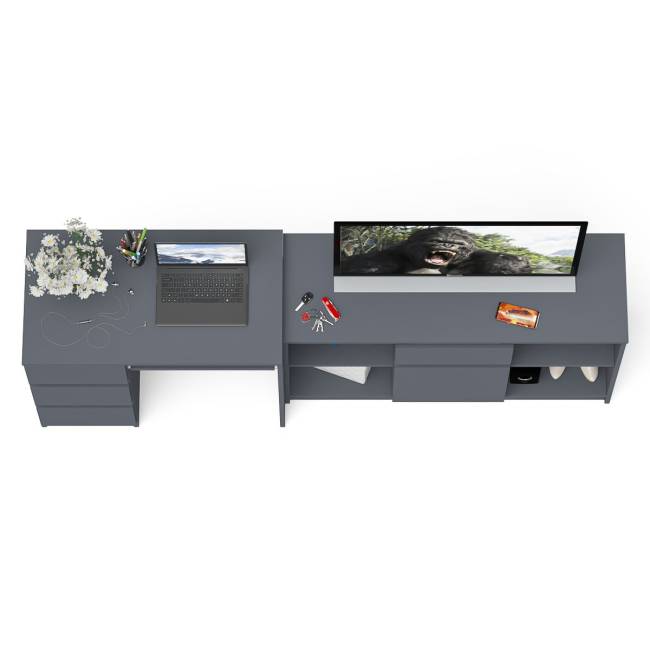 Стол компьютерный три ящика МС-6 левый с тумбой 1204-1 Мори цвет графит