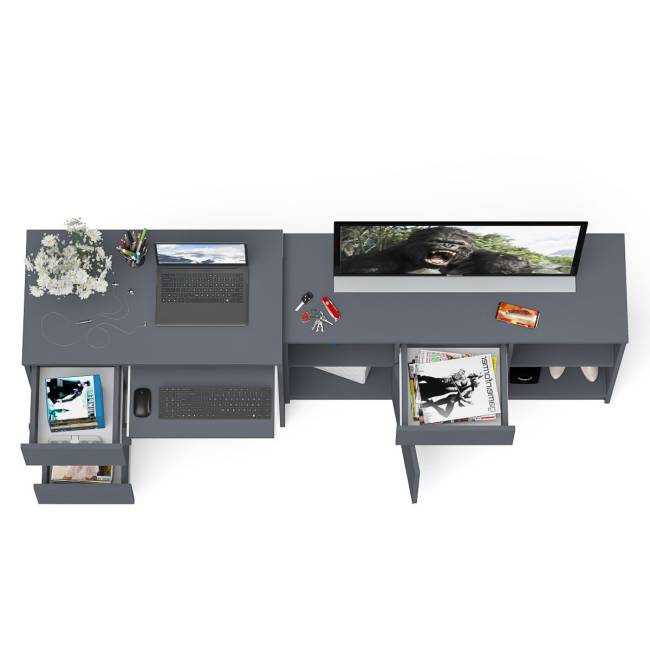 Стол компьютерный три ящика МС-6 левый с тумбой 1204-1 Мори цвет графит