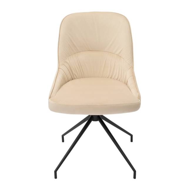 Кресло Этна бежевое, поворотное, черный металл