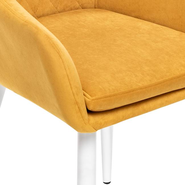 Стул с подлокотниками Leset Слим, каркас Белый, велюр Горчица Горчица Белый Стул с подлокотниками Leset Слим, каркас Белый, велюр Горчица Горчица Белый