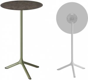 Стол ламинированный барный складной Tripe Folding оливковый, кортен Ø600х1100 мм