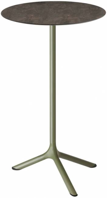 Стол ламинированный барный складной Tripe Folding оливковый, кортен Ø600х1100 мм