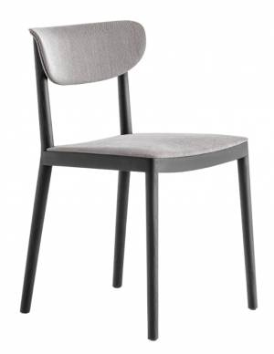 Стул деревянный с мягкой обивкой Tivoli черный ясень, серый 480х530х785 мм