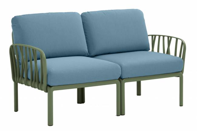 Диван пластиковый с подушками Komodo 2 агава, синий 1440х780х880 мм