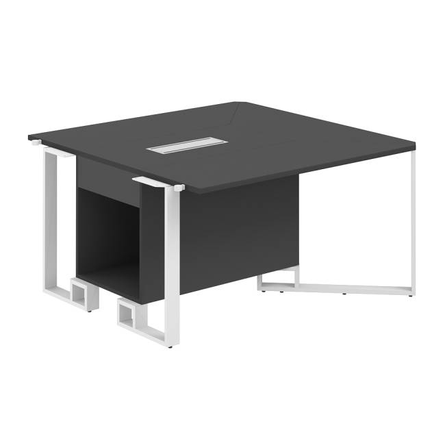 SP.0103.AN.AN.WH / Модуль боковой 1400х1400х750 / столешница:антрацит, подстолье:антрацит, металлокаркас:белый, лючок:серый