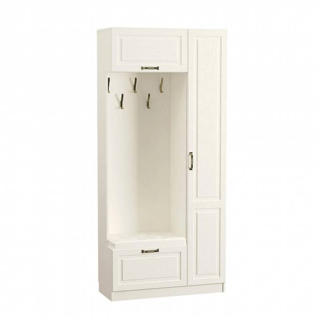 Шкаф комбинированный "Ливерпуль 13.21", белый, ясень ваниль ПВХ, Эко 100 к/з (Гранд Белый)