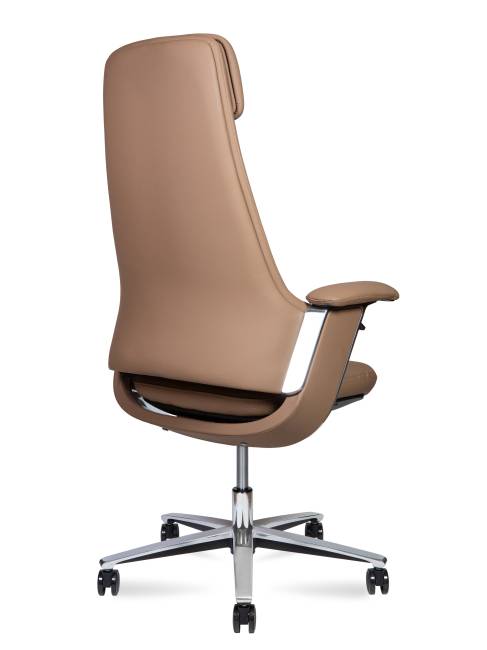 Кресло офисное / Йорк / York / светло коричневая кожа / алюминевая база