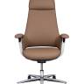 Кресло офисное / Йорк / York / светло коричневая кожа / алюминевая база