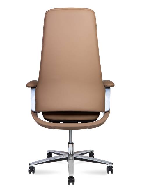 Кресло офисное / Йорк / York / светло коричневая кожа / алюминевая база