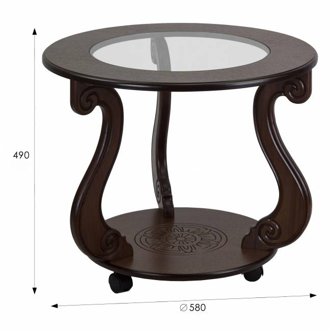 Стол журнальный Грация (С) на колесах темно-коричневый