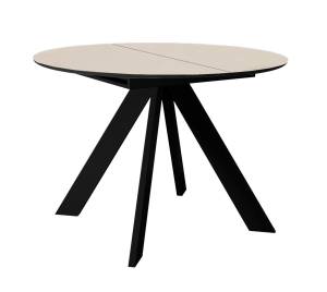 Стол DikLine SKC100 d1000 Керамика Krater Perla (бежевый матовый)/подстолье черное/опоры черные