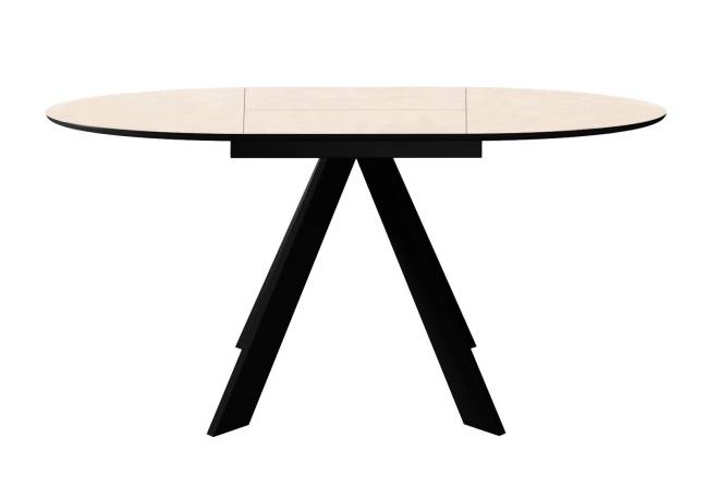 Стол DikLine SKC100 d1000 Керамика Krater Perla (бежевый матовый)/подстолье черное/опоры черные Стол DikLine SKC100 d1000 Керамика Krater Perla (бежевый матовый)/подстолье черное/опоры черные