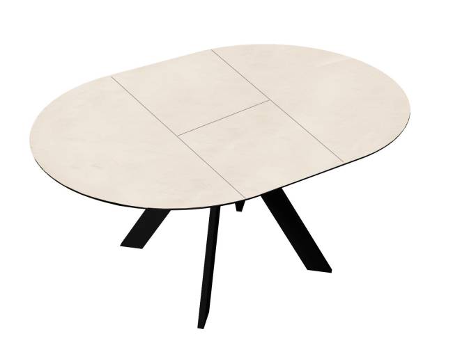Стол DikLine SKC100 d1000 Керамика Krater Perla (бежевый матовый)/подстолье черное/опоры черные Стол DikLine SKC100 d1000 Керамика Krater Perla (бежевый матовый)/подстолье черное/опоры черные