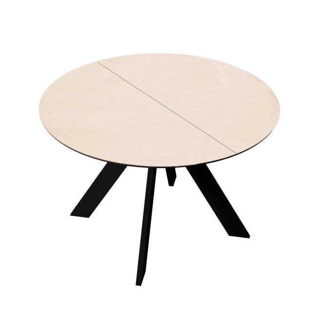 Стол DikLine SKC100 d1000 Керамика Krater Perla (бежевый матовый)/подстолье черное/опоры черные Стол DikLine SKC100 d1000 Керамика Krater Perla (бежевый матовый)/подстолье черное/опоры черные