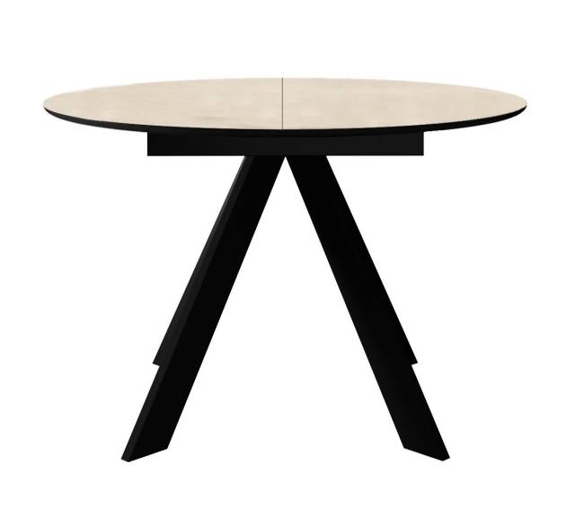 Стол DikLine SKC100 d1000 Керамика Krater Perla (бежевый матовый)/подстолье черное/опоры черные Стол DikLine SKC100 d1000 Керамика Krater Perla (бежевый матовый)/подстолье черное/опоры черные