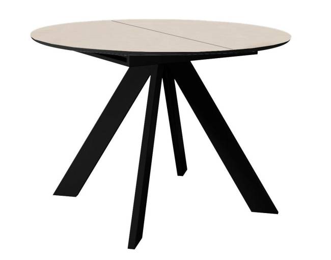 Стол DikLine SKC100 d1000 Керамика Krater Perla (бежевый матовый)/подстолье черное/опоры черные Стол DikLine SKC100 d1000 Керамика Krater Perla (бежевый матовый)/подстолье черное/опоры черные