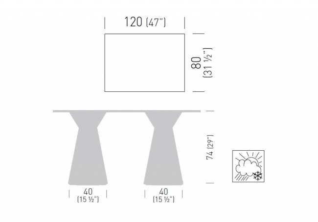 Стол ламинированный Roller Table 1200х800х740 мм